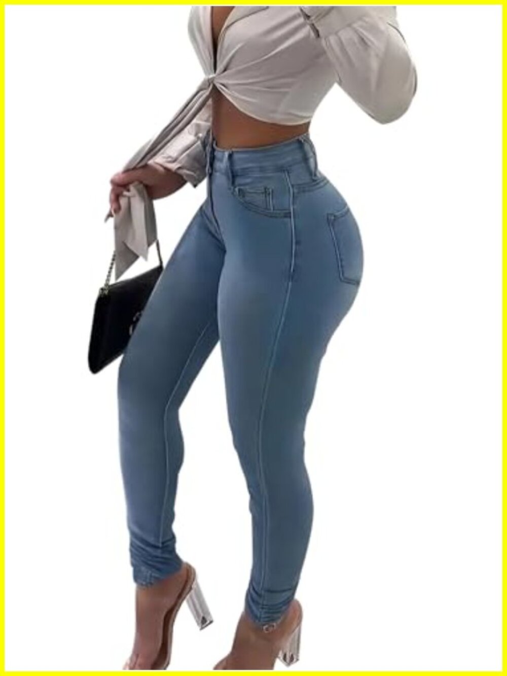 High Waist Butt Lifting Skinny Jeans Super Stretchy Denim Curvy Fit